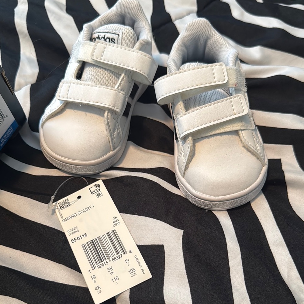 Adidas White Velcro Sneakers Minimalist Design